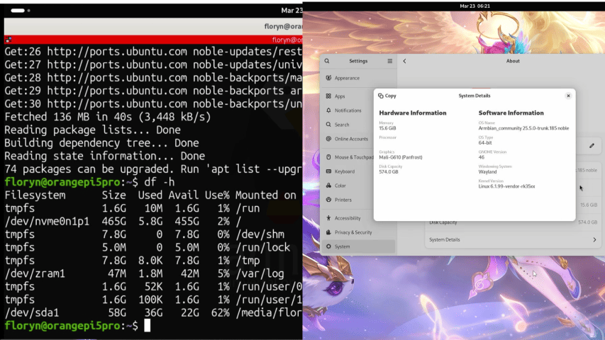 Install Armbian 25.5 Trunk Noble GNOME in NVMe Orange Pi 5 Pro